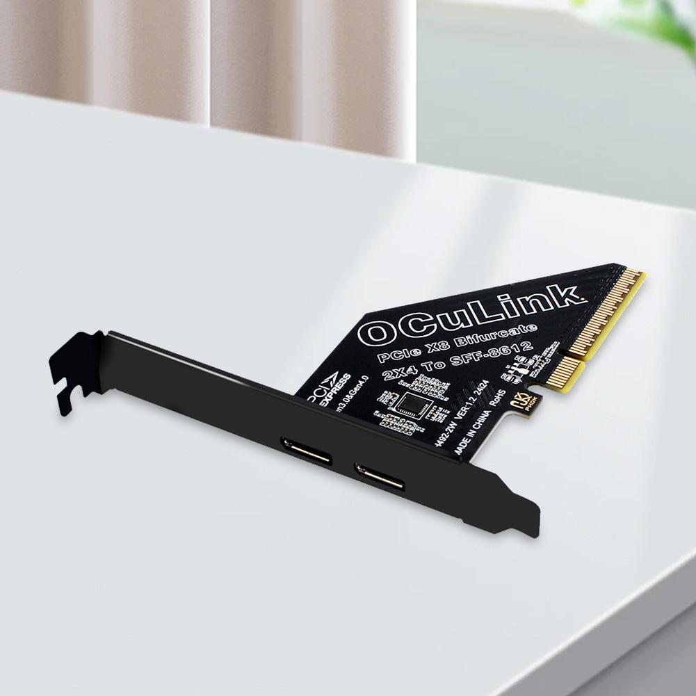 PCIeX8 To 2 Port Oculink SFF 8611 & 8612 Adapter Card Expansion Card PCIE External Oculink Adapter for Os /Windows / Linux