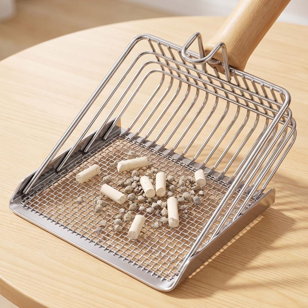 Litter Scoop Stainless Fine Mesh -Purpose for Clumping and Tofu Litter
