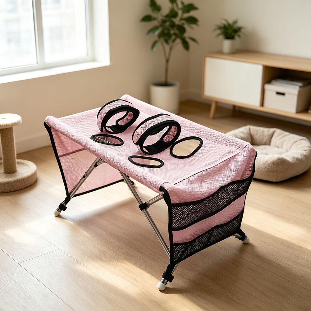 Folding Pet Grooming Hammock Quick Drying with Support Frame Pet Washing Station Anti-Scratch Detachable Dog Grooming Table
