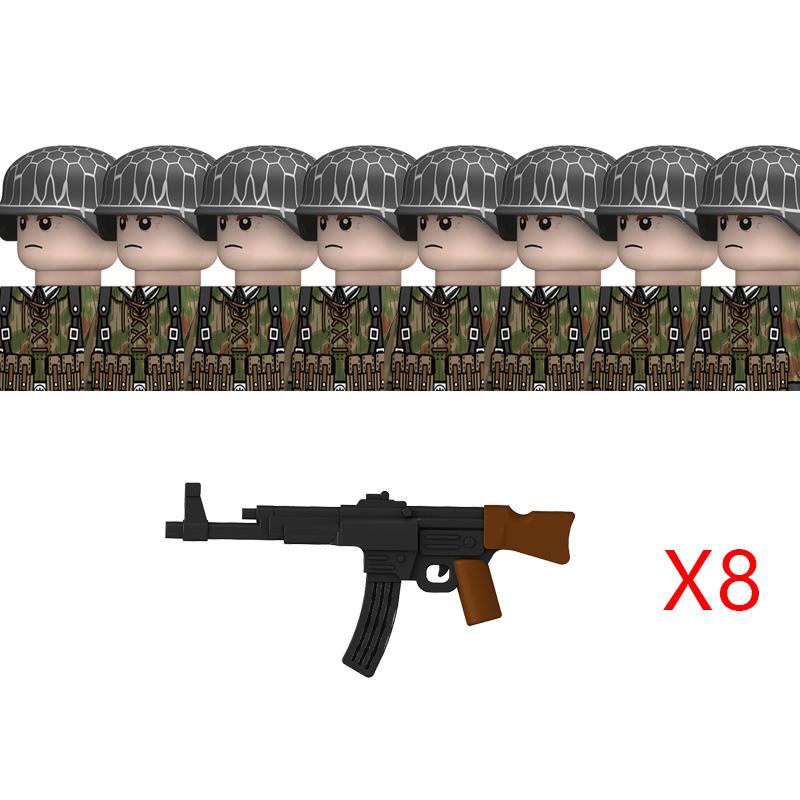 Non-Toxic Ww2 Military German Soldiers Figures Building Blocks 43 Type Swamp Camouflage Army Infantry Helmet Weapons Bricks Toys For Kids
