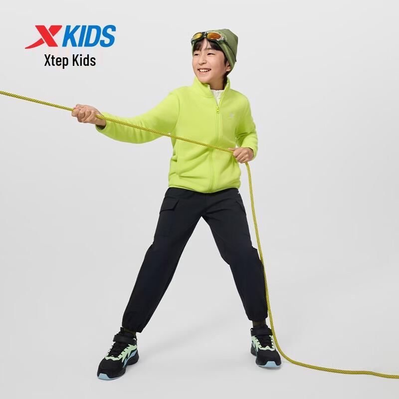 XTEP Kids' Winter Fleece-Lined Windproof Cargo Pants