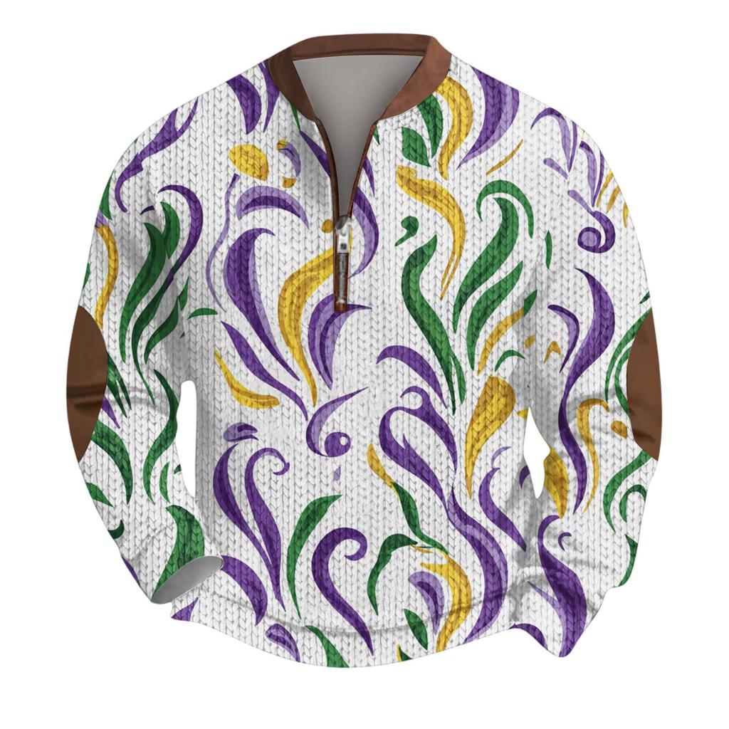 Pánský vánoční svetr Mikiny na zip Vintage pletený Grafická mikina Karnevalový Stojáček Pulovr