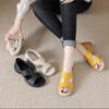 Genuine Leather Women Sandals Summer Casual Shoes Flat Soft Comfort Mother Shoes Yellow Black Plus Size 41