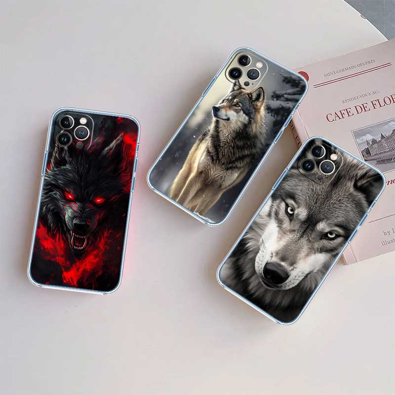 UP6 Transparentes Handyhülle mit Wolf-Motiv für Samsung Galaxy A04 A04S A14 A23 A34 A54 M23 M33 M52 M53
