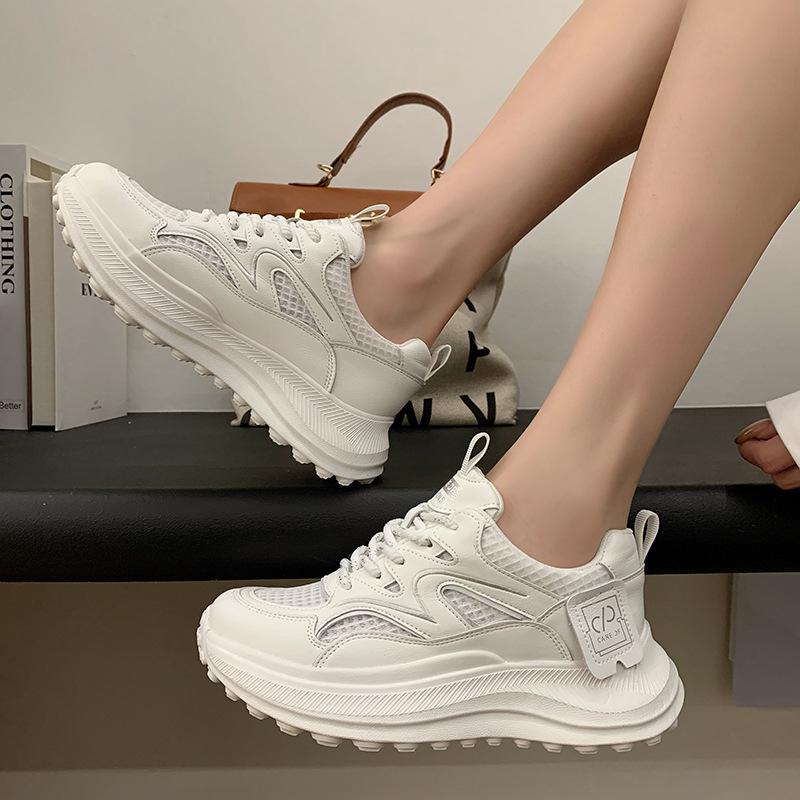 Single net dad shoes women 2025 summer season new mesh breathable Hong Kong style versatile women's shoes casual sports white shoes