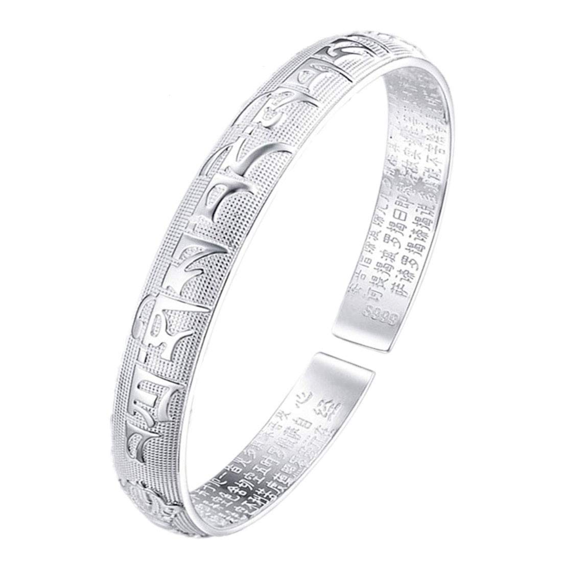 

and Silver Engraved Bracelet with Sanskrit Proverbs and Heart Stainless Steel Bracelet for Protection from Evil and Stylish New Men s Women s Sutra.