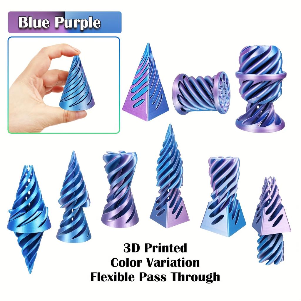 3Pcs Bendable Conical Spiral Stress Relief Desk Toys Playsets Playset