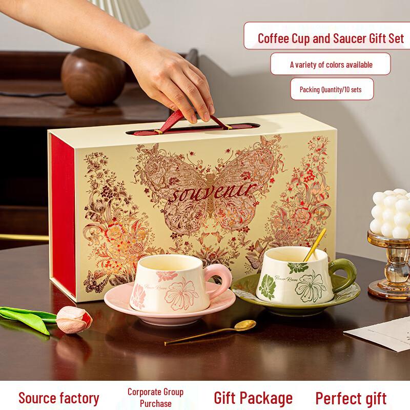 JIN MING LI Premium Ceramic Mug Gift Set with Spoon & Coaster