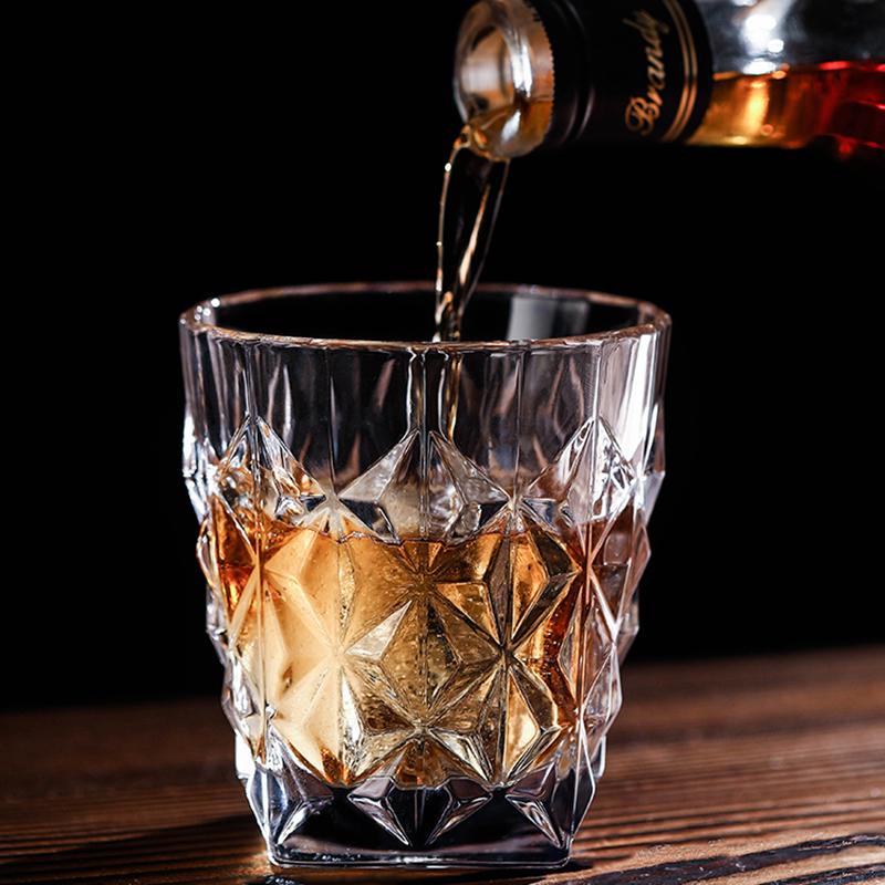 330ml/380ml Diamond Carved Wine Glass Luxury Cocktail Whiskey Glasses 2pcs Elegant Transparent Cold Drink Cup Exquisite Gifts