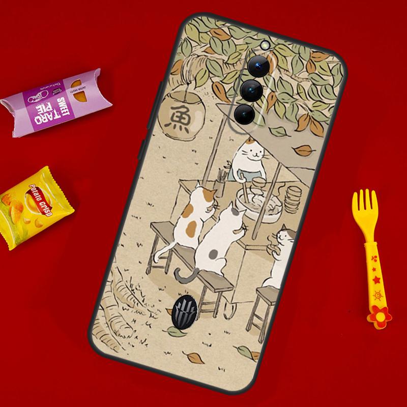 Japanese Cat Drink Pattern Phone Case For ZTE Nubia Red Magic 11 Pro Plus 10 10S 9 9S 8 8S 6S 7S 6 7 Pro 10 Air Cover