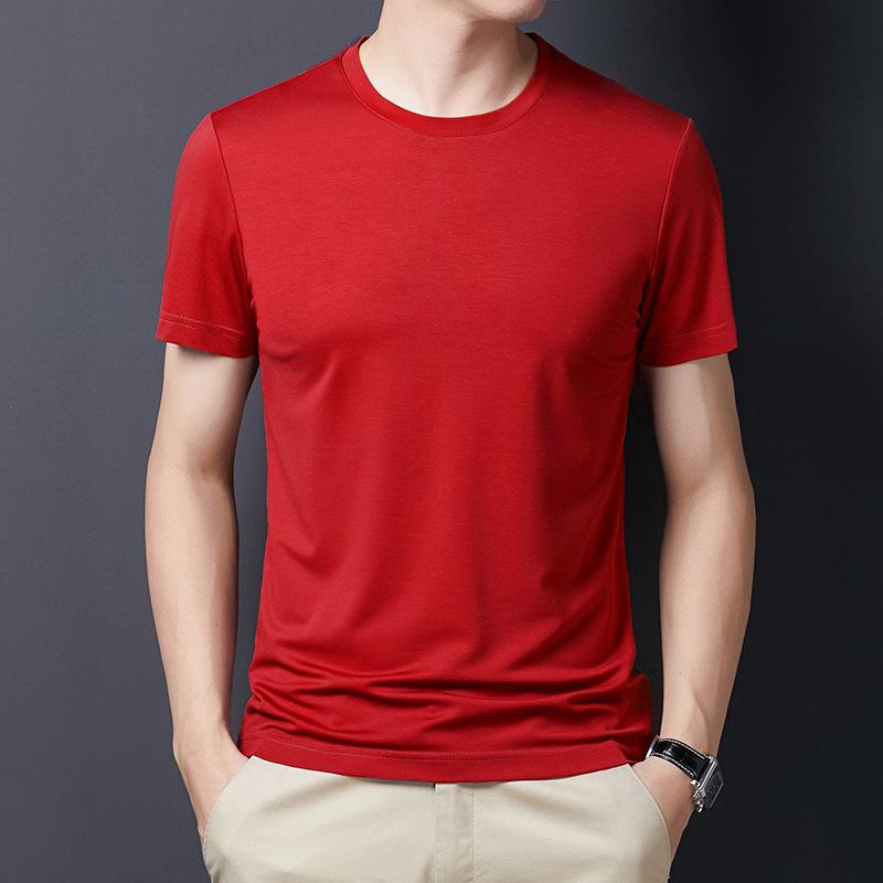 Short-sleeved T-shirt Men's Simple T-shirt Summer Round Neck Half-sleeved Solid Color Bottoming Shirt Top Thin T-shirt for Men