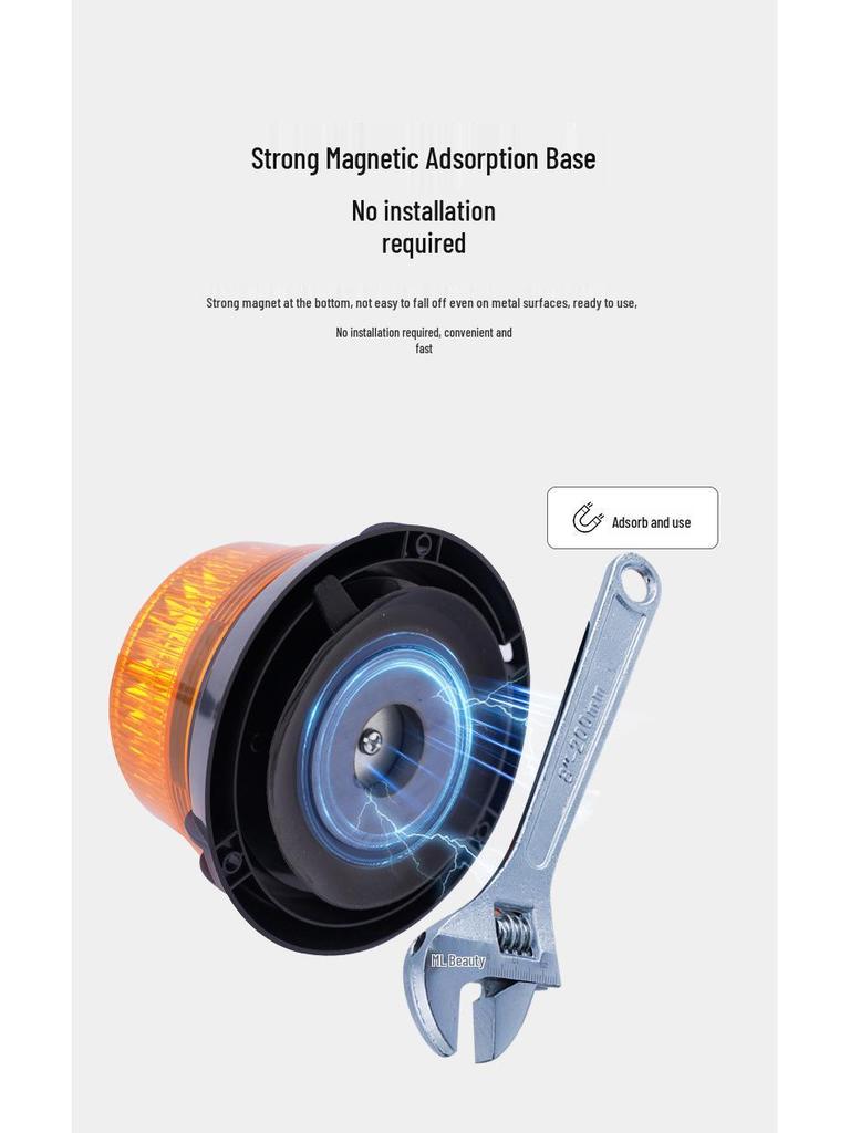 LED Magnetic Strobe Warning Light for Vehicles - Yellow Roof Signal Light for Cars, Trucks, and Forklifts