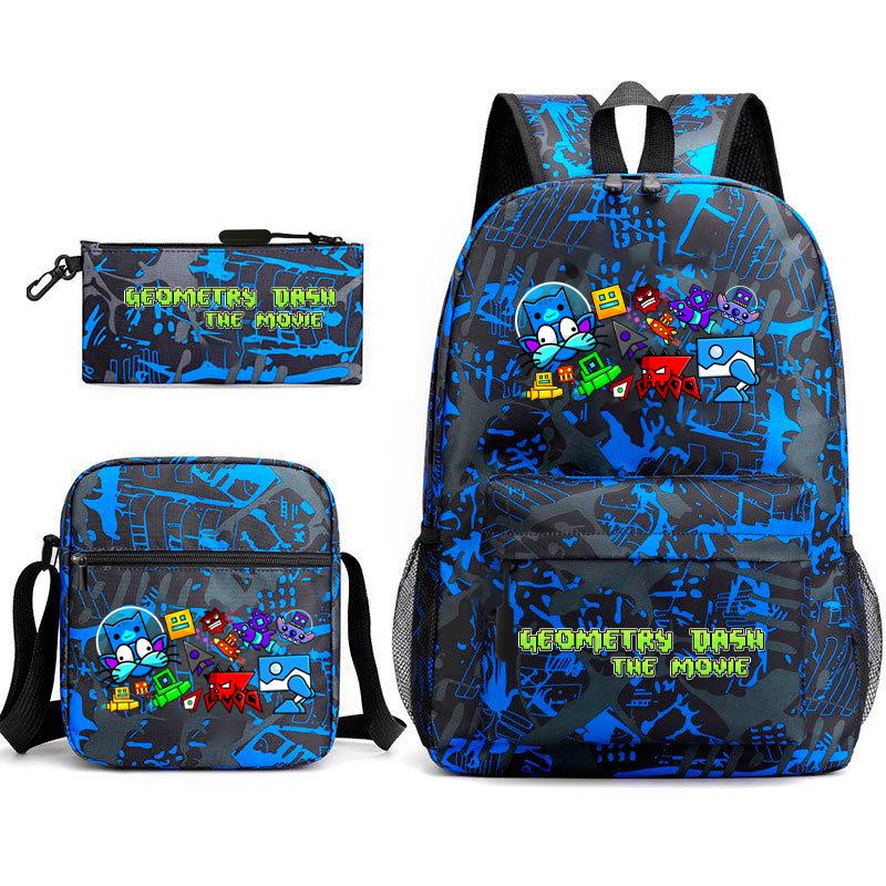 Geometry sprint game backpack geometry dash heat transfer backpack elementary school bag leisure bag