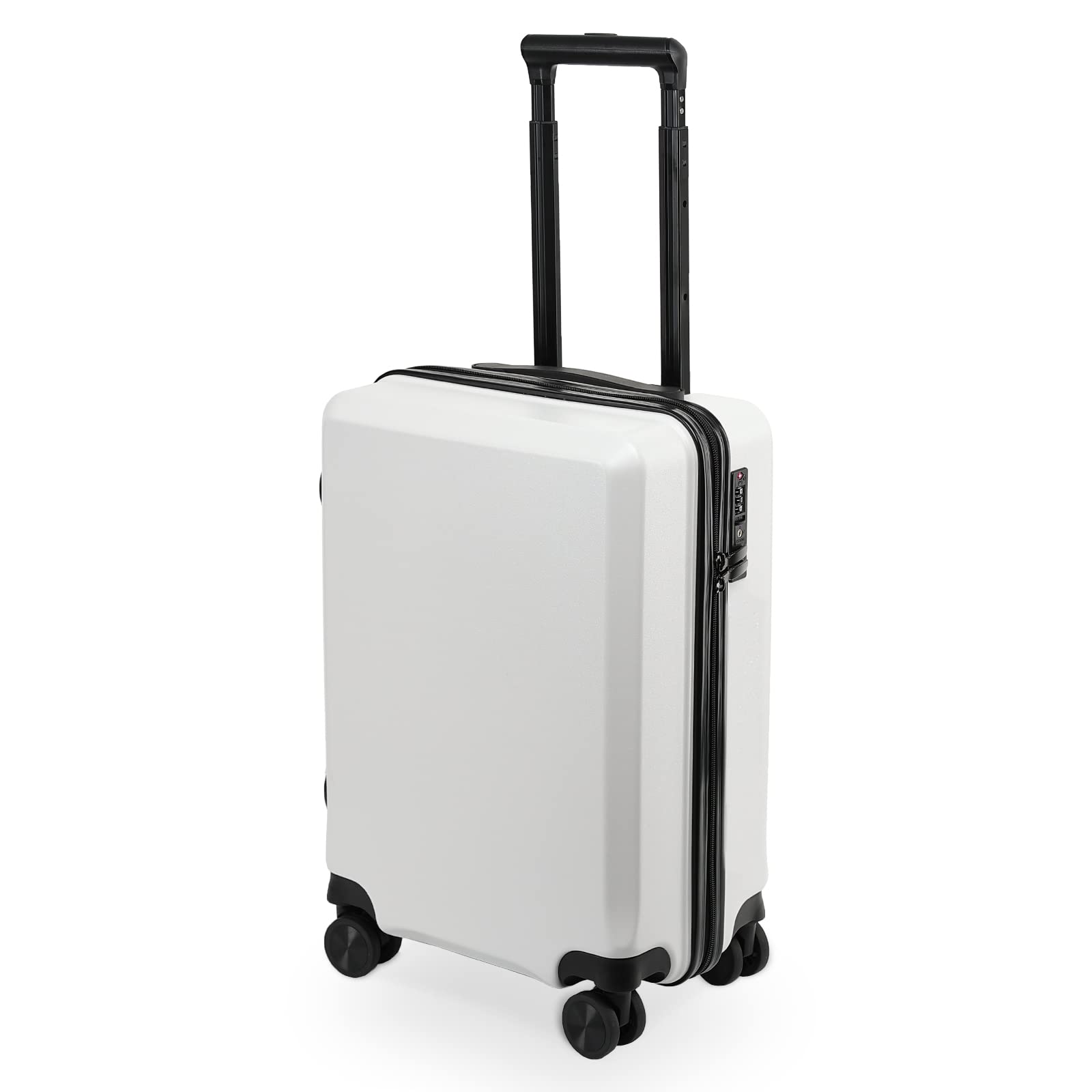 

Tabitra Suitcase, Carry-on, Zipper Frame, Double Casters, TSA Lock, Travel, Business Trip, Ultra Lightweight, 8 Wheels, White, XS