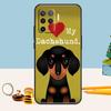 Cartoon Dachshund Sausage Dog Case For Oppo A80 A60 A40 A15 A16 A17 A57 A94 A74 A54 A76 A96 A18 A38 A58 A78 A98 A5 A6 Pro