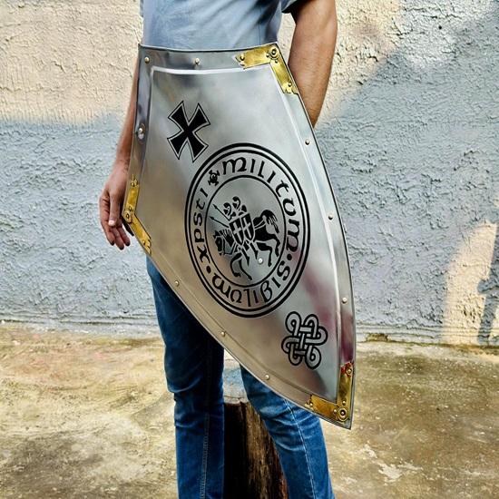 71,12 cm scut medieval cavaler templier Scut de încălzire Scut de oțel calibrul 18