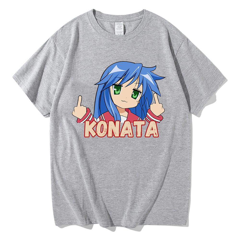 Hot Anime Lucky Star T Shirt Cartoon Konata Izumi Kagami UnisexWomen Aesthetic Tshirt Unisexga Unisex Print Oversize Cotton Tee Shirt