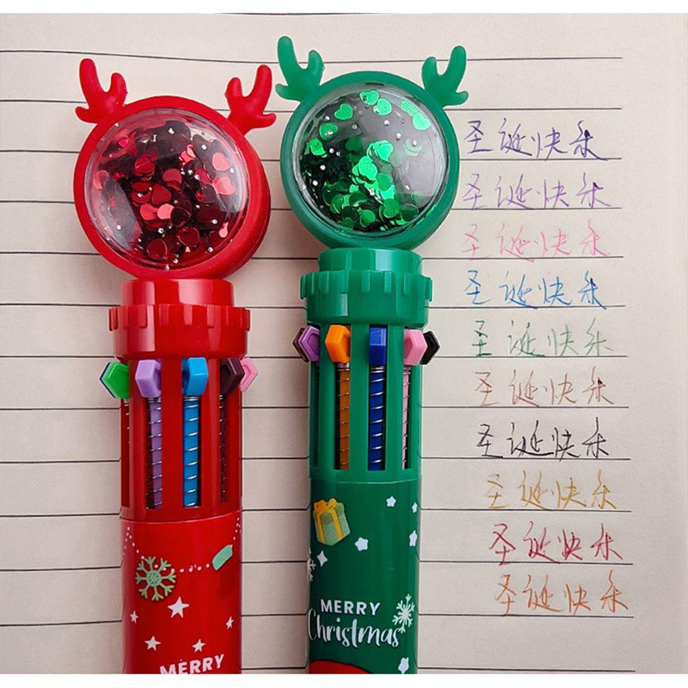 Decor Elk Merry Christmas Xmas Boy Christmas Ballpoint Pen Ten Color Pen Stationery Santa Claus