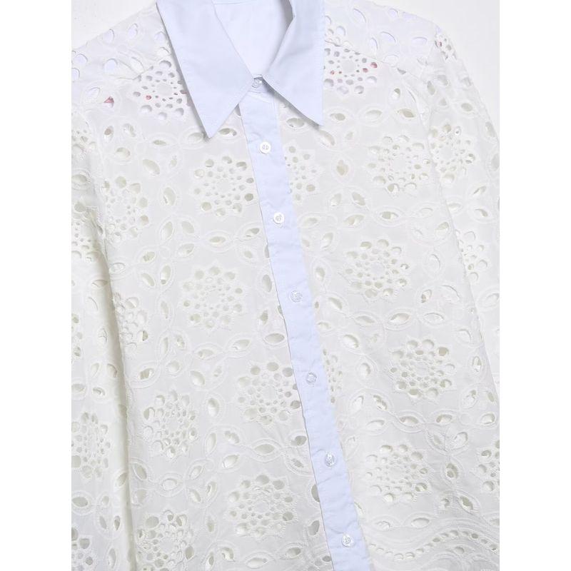 Kaslead New Arrival Women's Clothing Fashion Style Cut Out Embroider Shirt Skirt 4786052 2731051