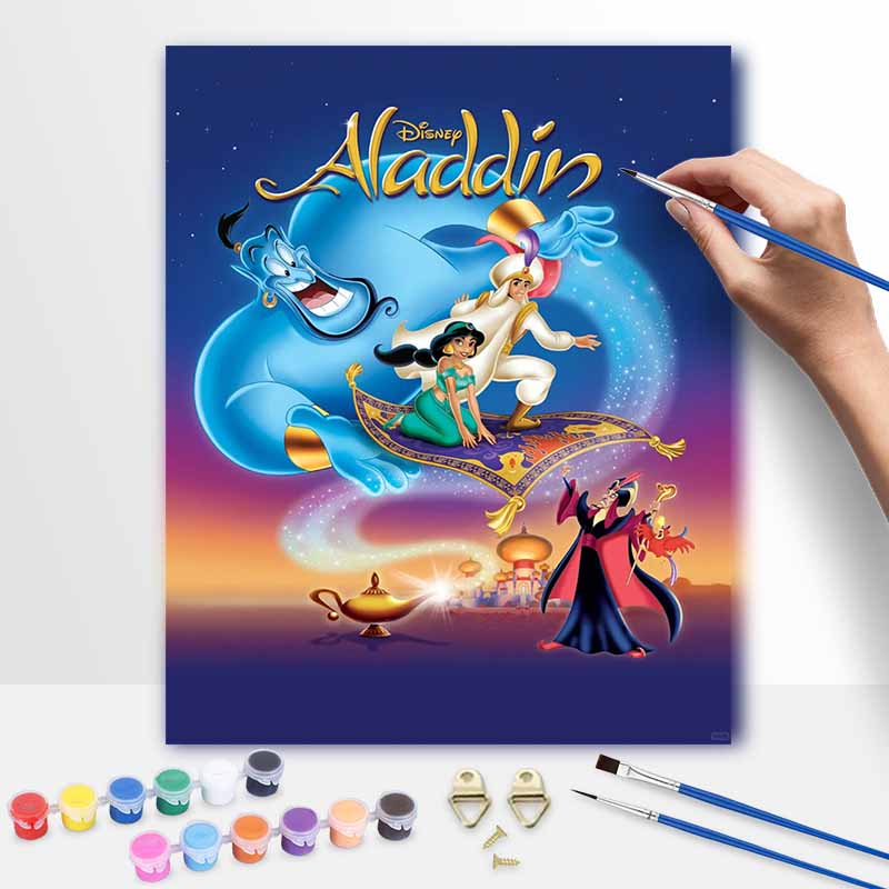 Disney oil painting handmade diy Aladdin Genie Jasmine gifts home decorations 20x30cm
