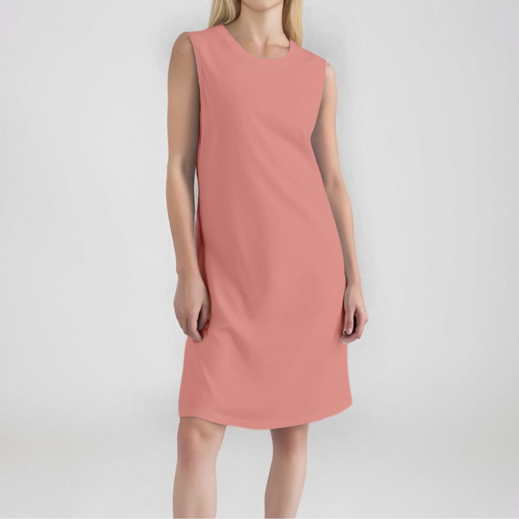 Women's Fashion Casual Color Round Neck Sleeveless Short Dress