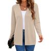 Women's Long Sleeve Knit Cardigan Mid-Length Open Front Casual Sweater