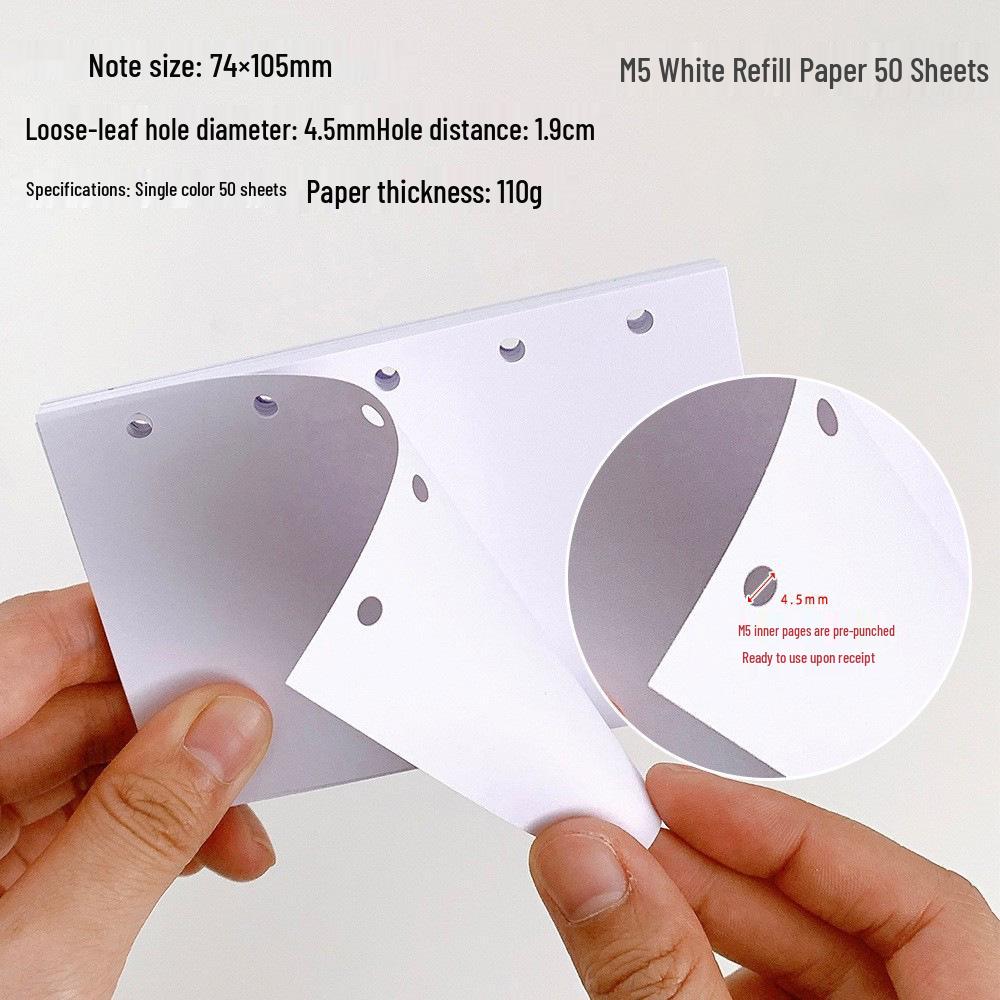 M5 Planner Five-Hole Blank Colored Refills, Macaron Tone Thick Loose-Leaf Inner Pages.