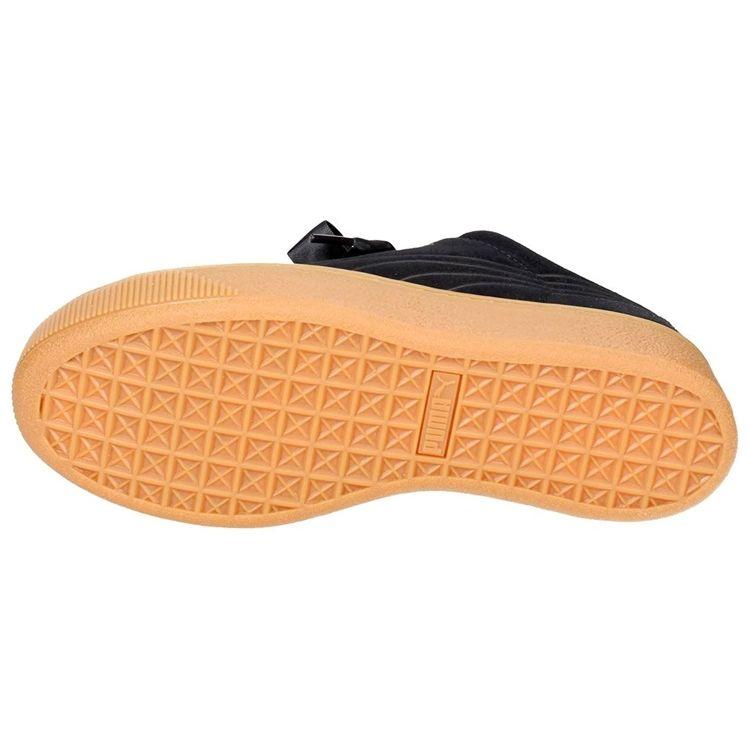 Puma Vikky Platform Ribbon Satin Retro Casual Lightweight Low-Top Sneakers Women Sneakers Black Rubber 364979-01