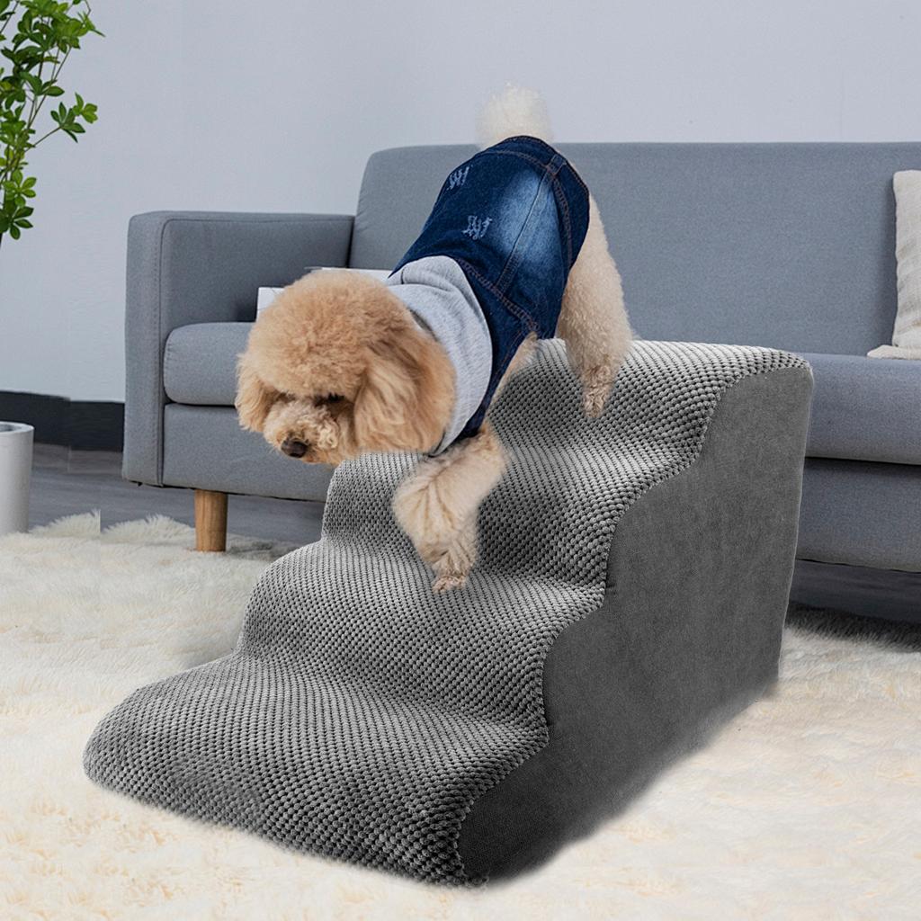 Corduroy Dog Stair Ramp Non Slip Dog Step Stable Support Pet Stair Low Angle Ramp Pet Step Wear Resistant for Bed Sofa Dog Step