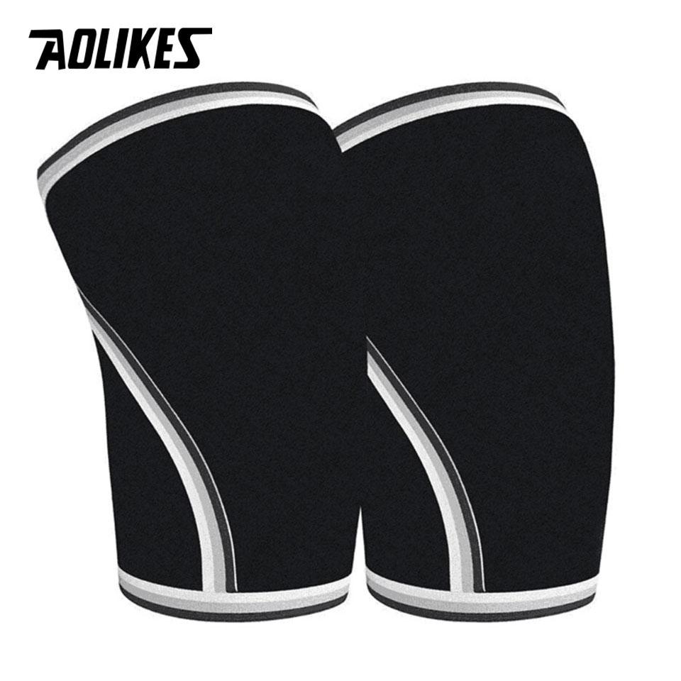 Aolikes Knee Sleeves 7mm Compression Brace for Squats Weightlifting Powerlifting Gym Workout Support 1 Pair