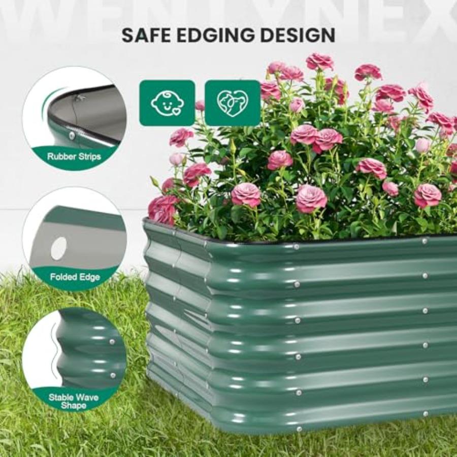 5×3×1.4FT Galvanized Raised Garden Bed Outdoor Metal Raised Garden Bed Kit Large Planter Raised Beds 4 In1 Modular Raised Plant