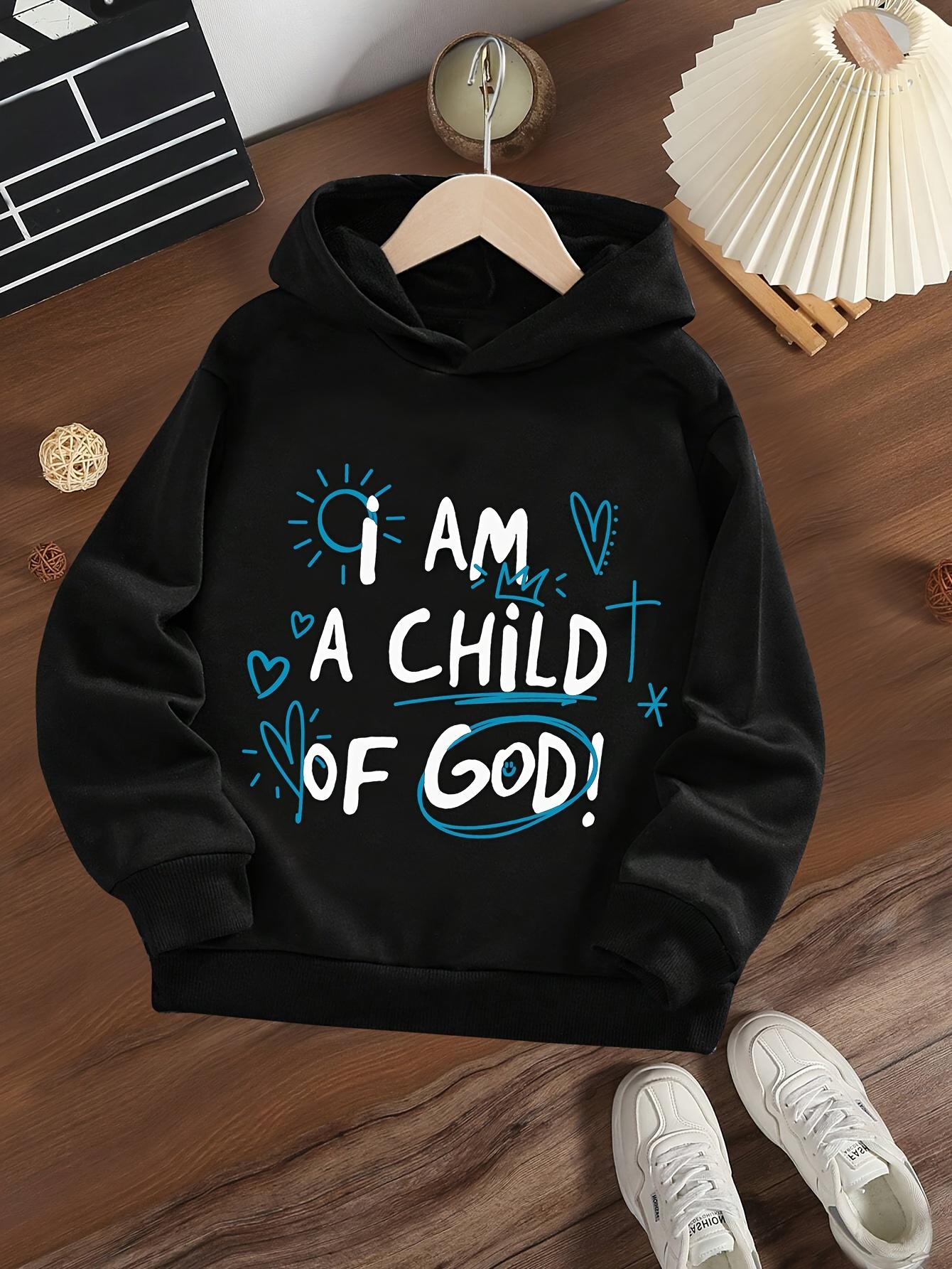 

Boys Youngsters of God Hoodie Pullover with Fun Alphabet Design, Casual Regular-Fit Knit Fabric for Daily Wear, Sweater Hoodie 3XL