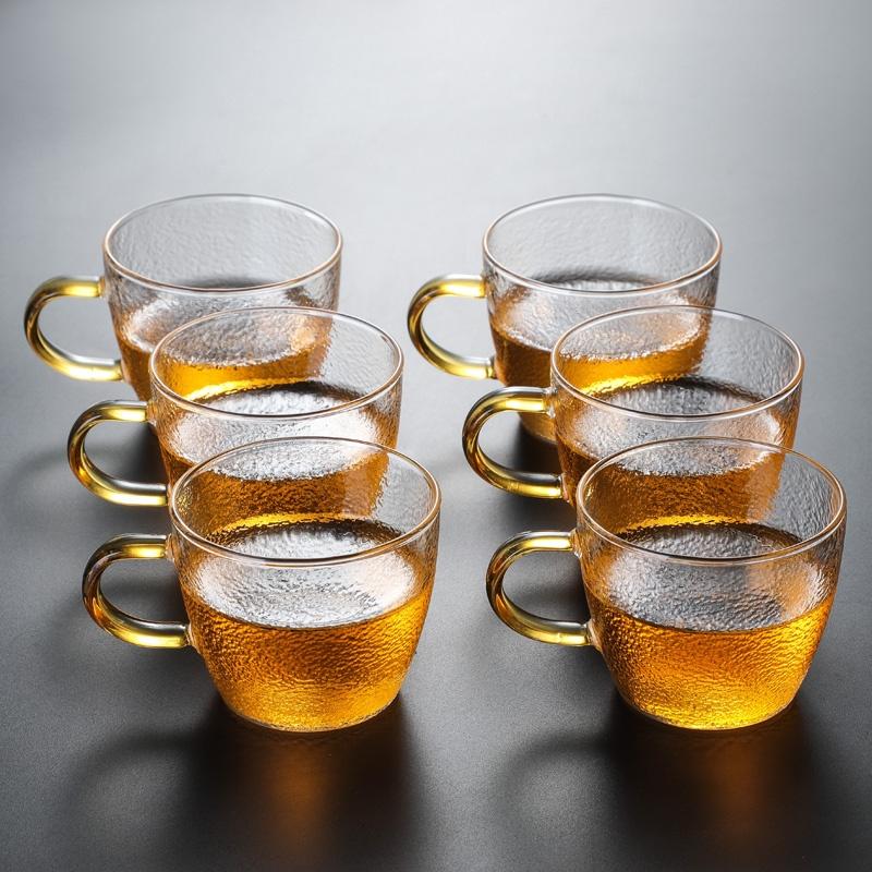 6pcs/Lot 110ml Hammer Pattern Small Glass Tea Cup Handmade Tea-sipping Cup Kungfu Teacup Beer Coffee Drink Cup Drinkware