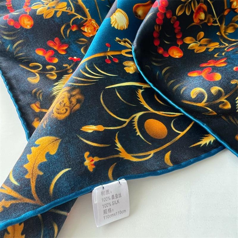 110*110 cm Quadratischer Seidenschal Damenmode Bedruckter kleiner Halsschal Büro Damen Haargürtel Folar Taschentuch Damen Taschentuch Schal Schal