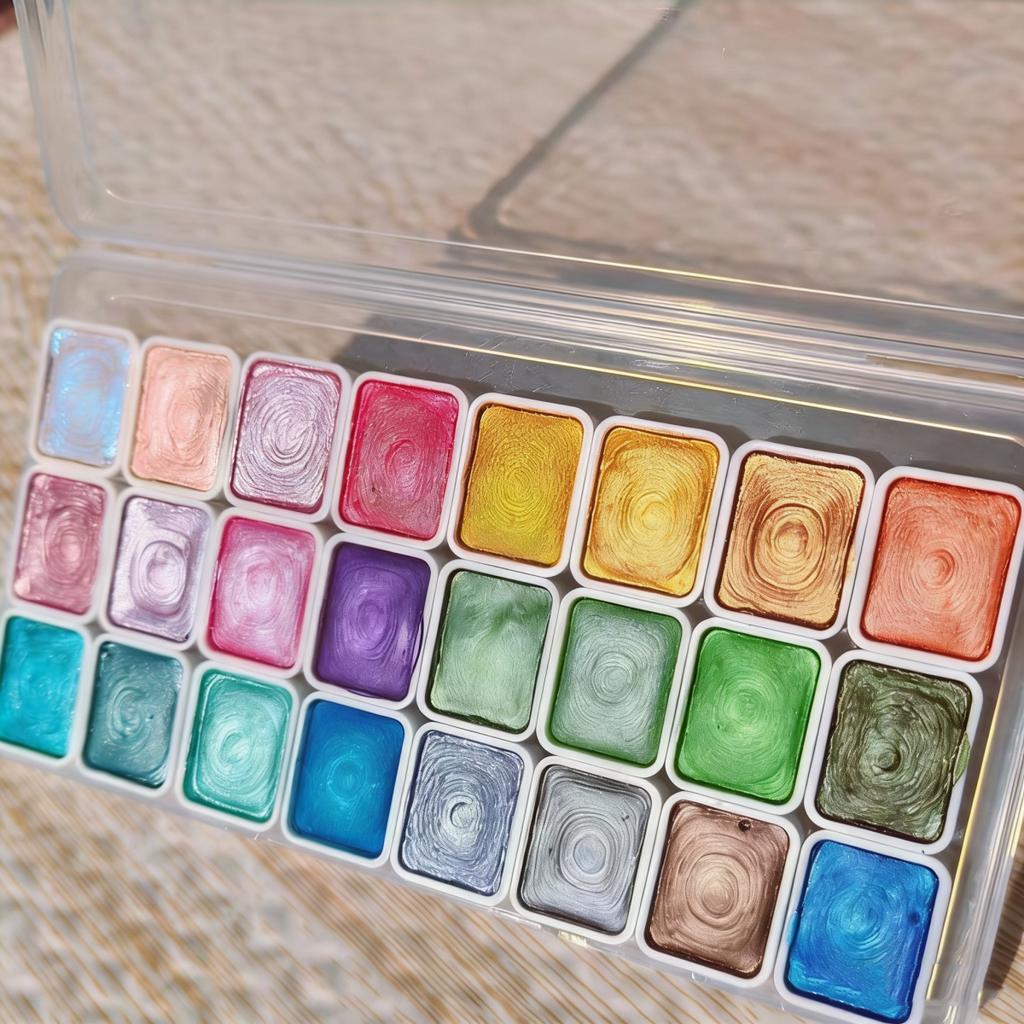 Metallic Watercolor Paint Set-Portable,Lightweight, High Solid Pigment, Starry Shades - Ideal for Artists, Perfect Holiday Gift
