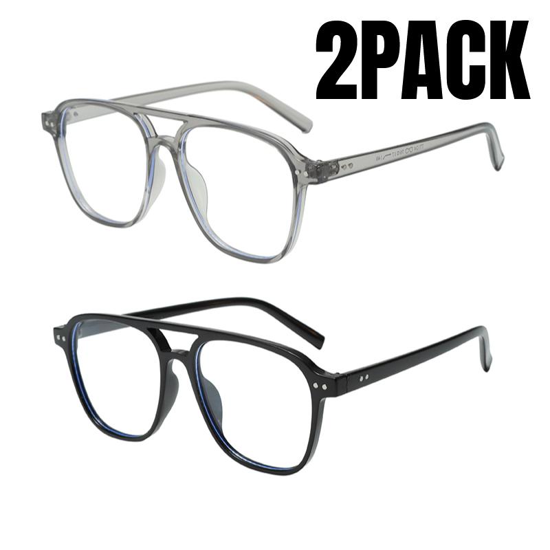 2PACK Fashion Double Bridges Pilot Women Sunglasses Retro Rivets Men Trending Gradient Sun Glasses Shades UV400