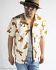 Quintet Fox Print Short Sleeve Animal Made in VINTAGE EL 10 Men's Shirt, Fox, Fox, Inari, Print, Japan, 11-70554 (L, White)