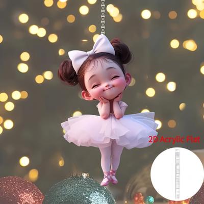 2D Plakans, Akrila Rozā Balerīnas Auto Piekariņš - Burvīgs Plakans Kulons Atpakaļskata Spoguļiem, Mājas un Mugursomas Dekorācijām