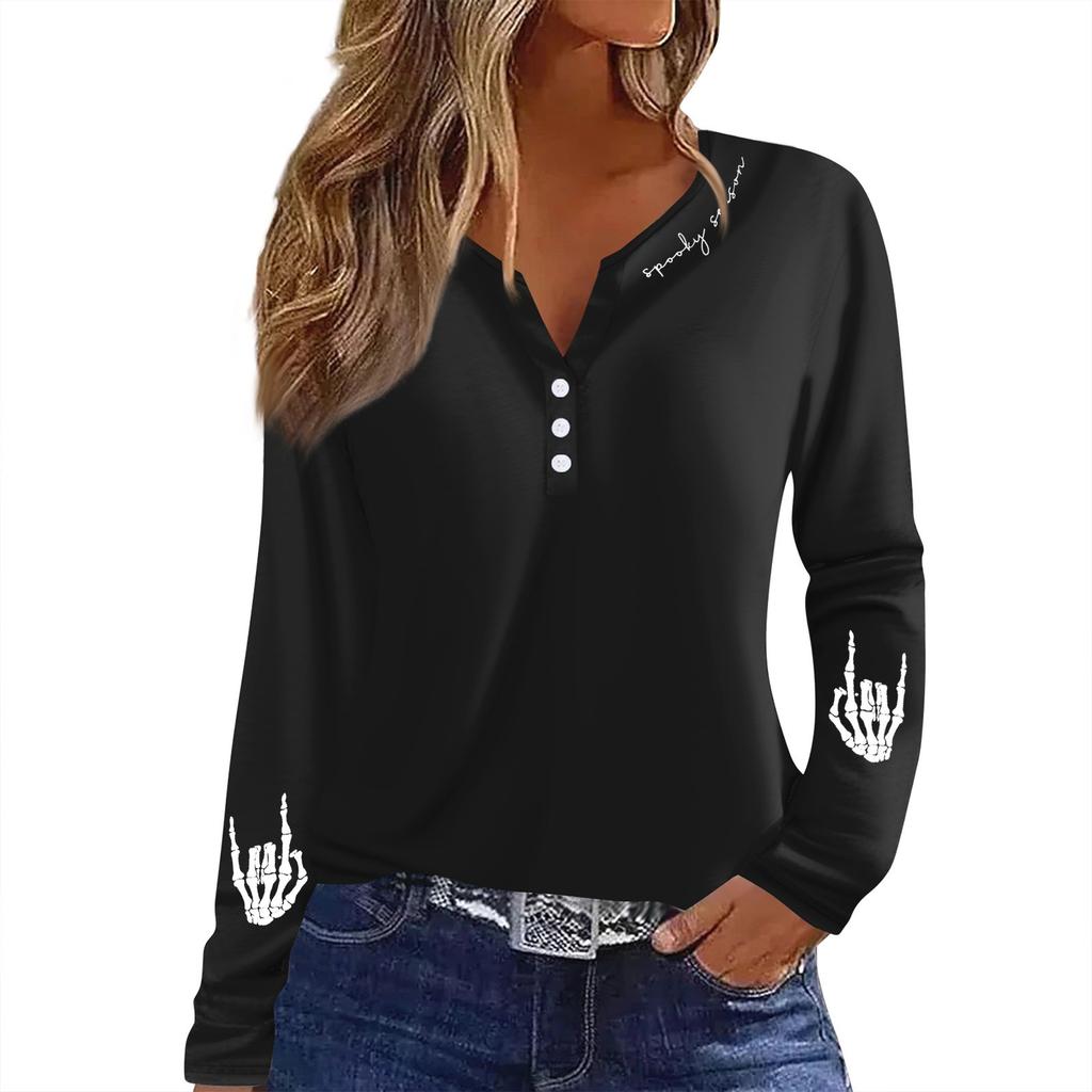 Women's T Shirt Tee Button Floral Print Long Sleeve Daily Weekend Fashion Basic V-Neck Regular Top