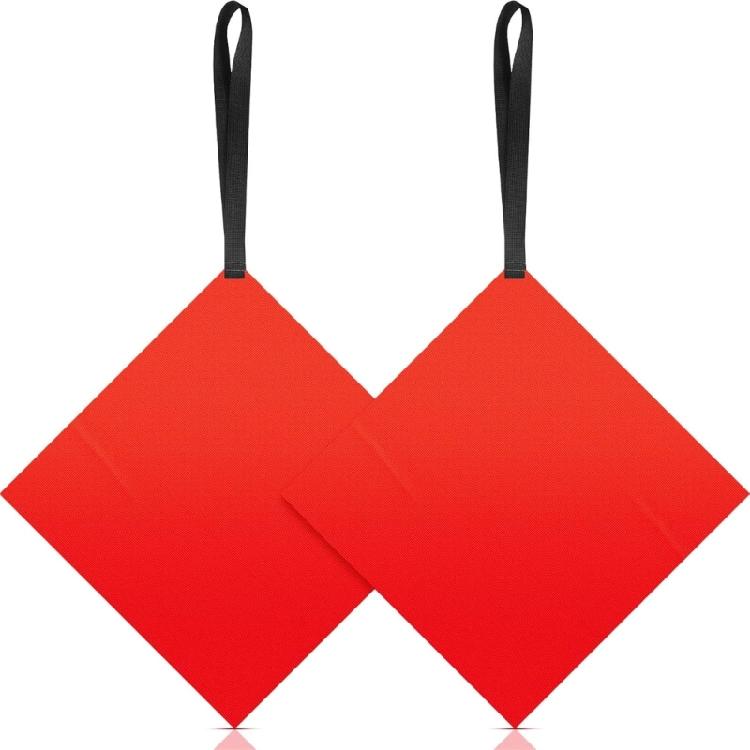 2Pcs Kayak Safety Redness Flags With Webbing Canoes Warning Flags Kayak Safety Travel Flags Safety Warning Accessories 1