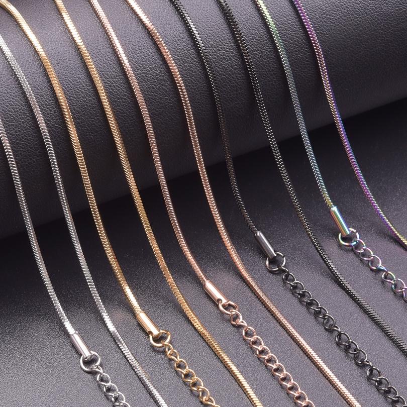1/5/10pcs Wholesale 40+5cm Square Snake Chain Jewelry On The Neck Decor Stainless Steel Necklaces For Women Men Accessories Gift