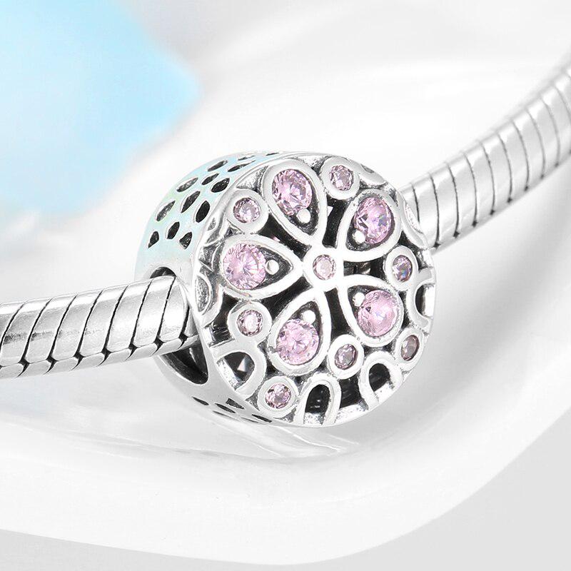 

KATAOKA Стерлингового Серебра 925 пробы Розовый Кристалл Весенний Цветок Очаровательные Бусины Подходит Оригинальный Европейский Женский Браслет DIY Ювелирные Изделия зелёный