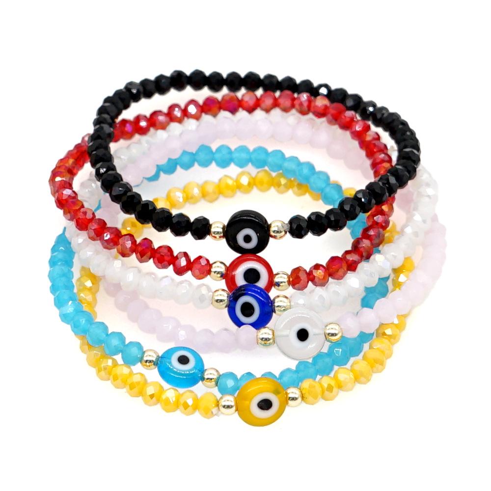 Multicolor Crystal Evil Eye Bracelet - Trendy Beaded Design for Everyday Wear