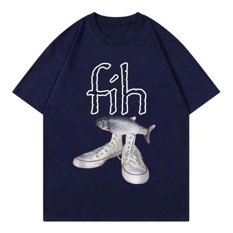 Funny New Style Hot Sale Fih Shoes Graphic T Shirts Misspelled Fish Meme Tee Unisex Women Casual Fashion Short Sleeve Tshirt Tops