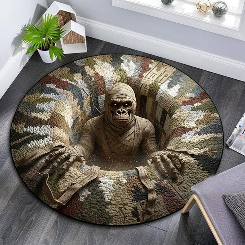 Tappeto Rotondo con Stampa Cartoon, Tappeto per Soggiorno Camera da Letto Divano Sala Giochi Decorazione, Tappetino Antiscivolo