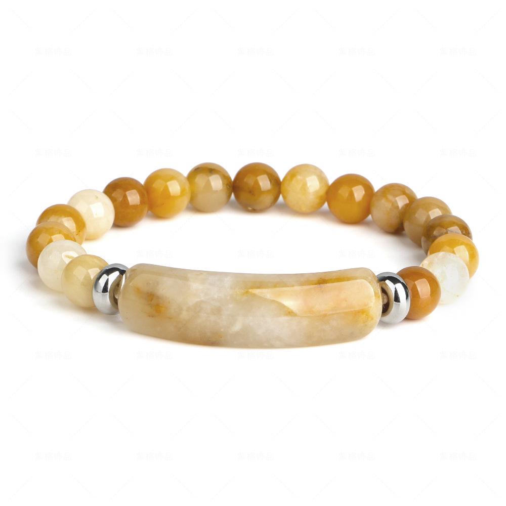 European and American Style Pink Crystal Agate and Tiger Eye Stretch Bracelet