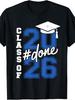 DONE Class of 2026 Graduation for Her Him Grad Seniors 2026 T-Shirt Retro Casual Short-Sleeved T-Shirt with Round Neck A