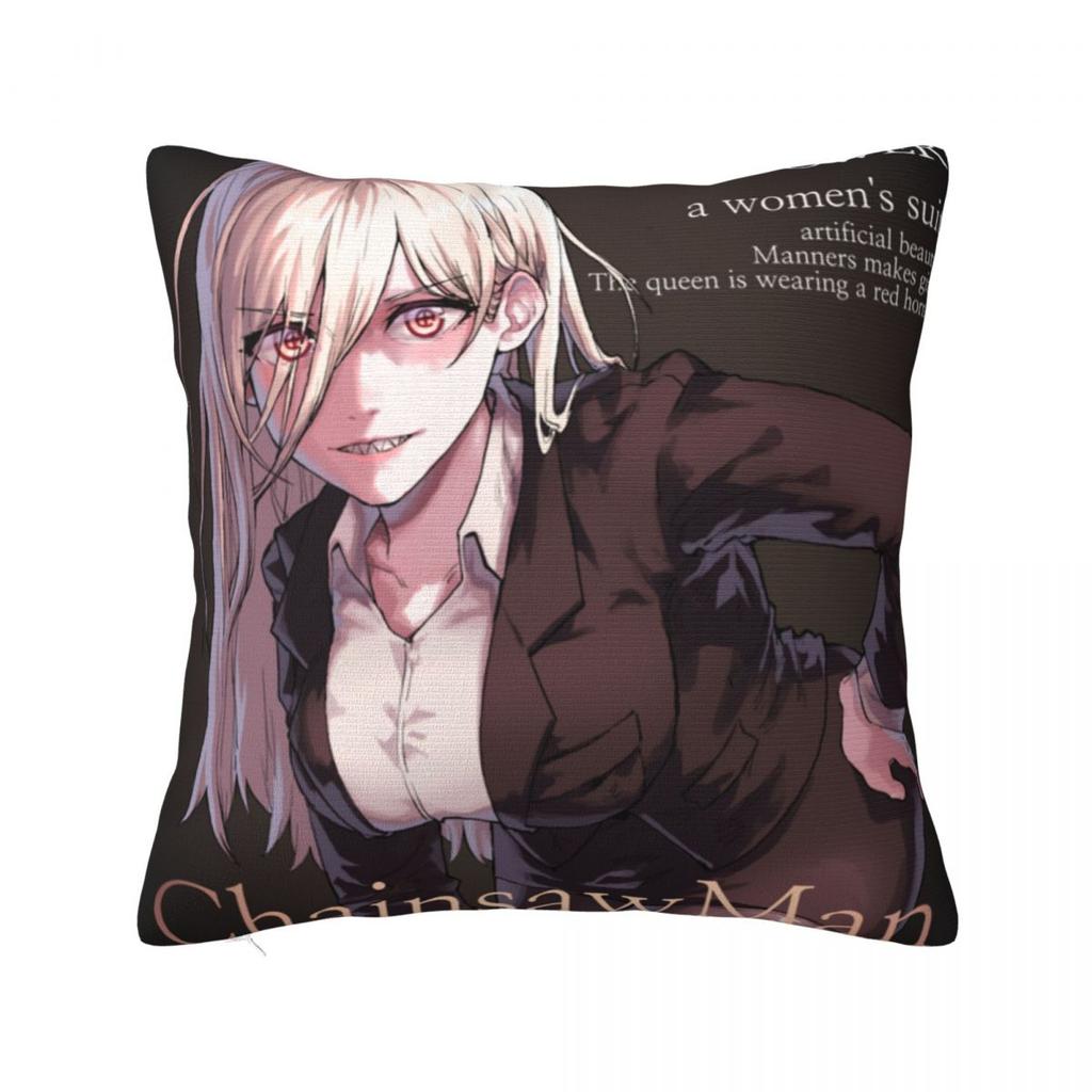 Chainsaw Man Volume  Cover Square Pillow Cases Denji Pochita Devil Makima Cushion Covers Fashion Decor Pillowcase for Car