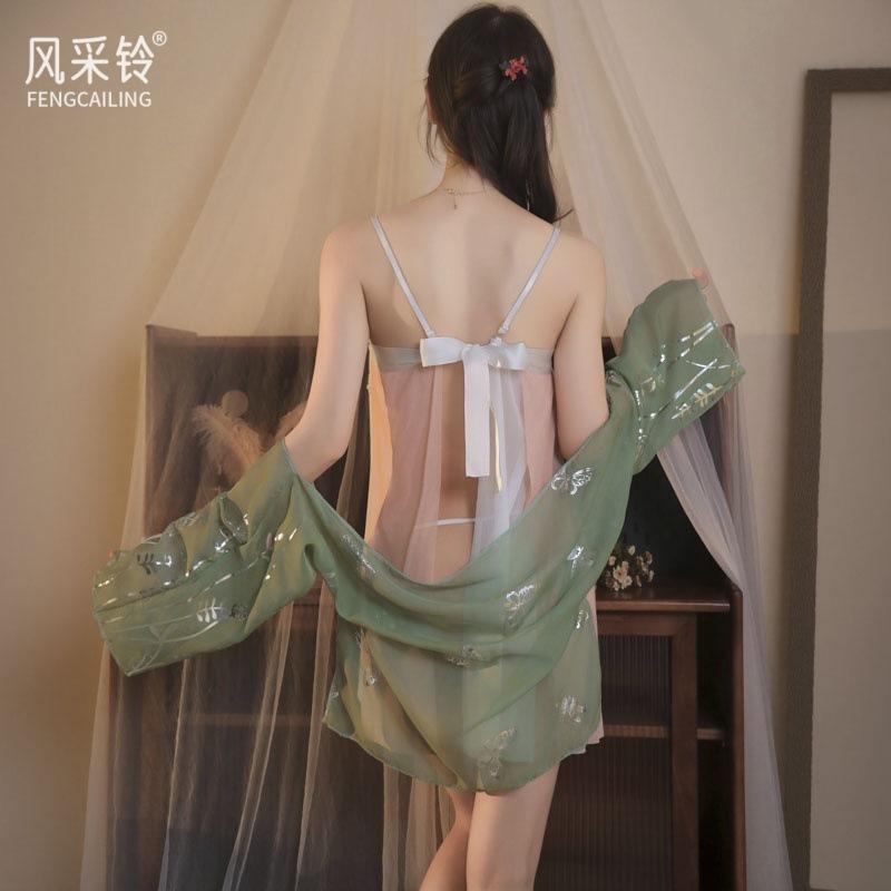 Antique Classic Belly Pocket Chiffon Perspective Pure Desire Temptation Sexy Underwear Sexy Pajamas Retro
