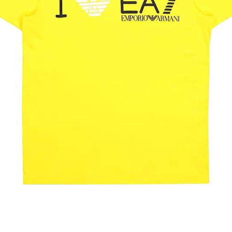 Emporio Armani EA7 Logo Letter Number Print Crew Neck Pullover Short Sleeve T-Shirt Women tops Yellow 273006-4P241-02160